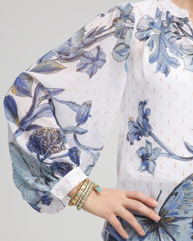 Butterfly Chiffon Split Neck Blouse - image 4